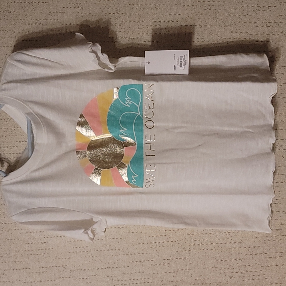 SO GIRLS SAVE THE OCEAN GRAPHIC TEE: WHITE: NWT: SZ M (8)